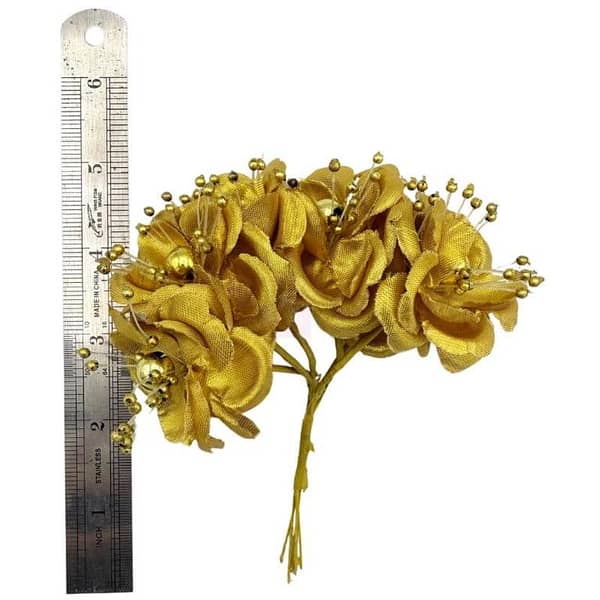Pack of 6 Golden Mesh Artificial Flower Picks for Crafting - Unisex