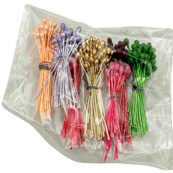 Artificial Flower Stamens - Multicolor Assortment of 7 Bunches (1.5 Inch) - Pips Craft Supplies - Unisex