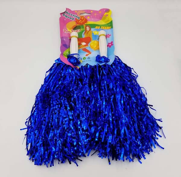 Set of 2 Dark Blue Cheering Squad Pom Poms for Game Night