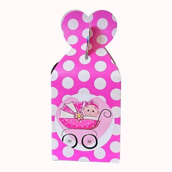 Pack of 10 Its A Girl Theme Goody Boxes - Gift Boxes for Baby Girl Birthday Party - Polka Dot Design