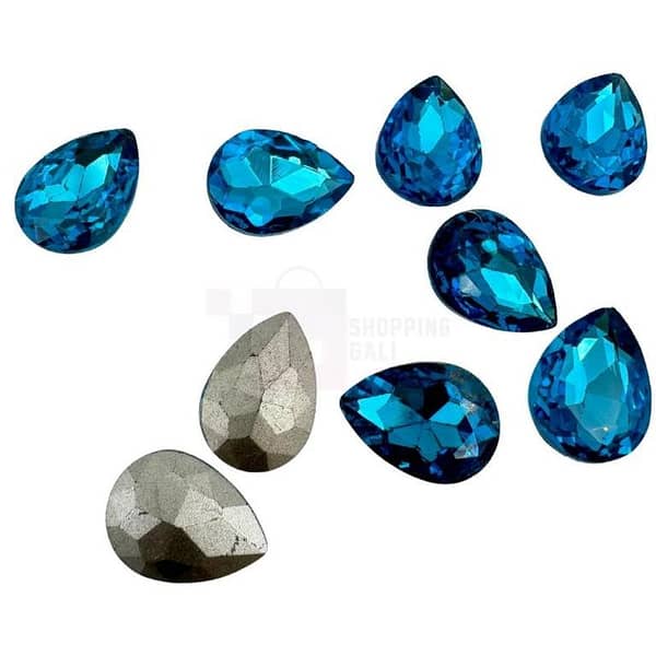 Pack of 32 Blue Synthetic Drop-Shaped Stones, Each Approximately 1.8 cm