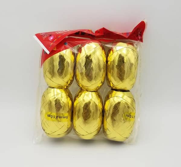 Pack of 6 Golden Curling Ribbon Eggs for Balloon Decoration