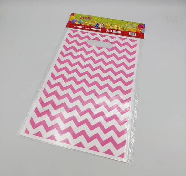 Pack of 10 Pink Zigzag Goody Bags for Party Favors