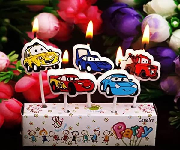 Cars Theme Candle Set - 5 Candles for Birthday Cake Decoration