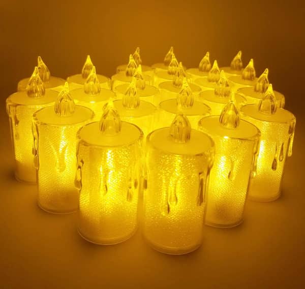 Pack of 24 Warm Color LED Candles - Transparent 3 Inch Battery Operated
