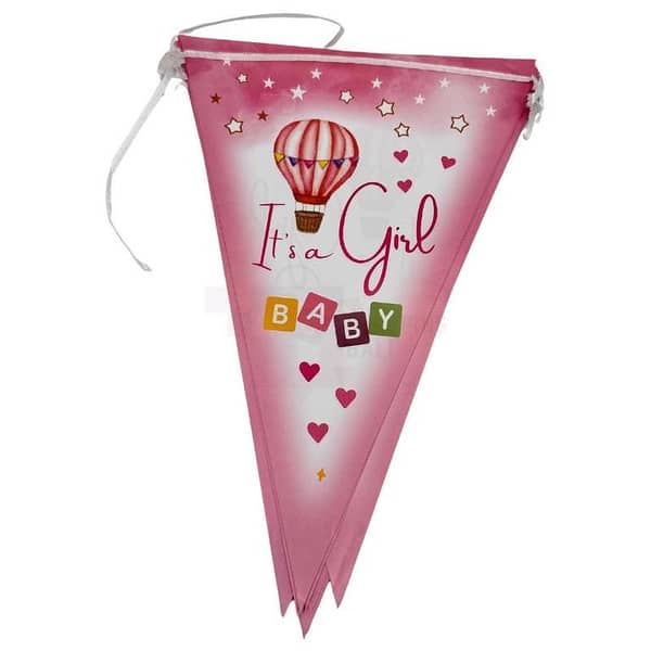 Pack of 10 Its a Girl Buntings - Baby Girl Flags Banner for Party Decoration