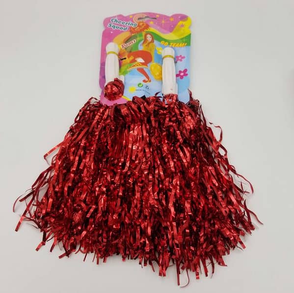 Set of 2 Red Cheering Squad Pom Poms for Game Nights