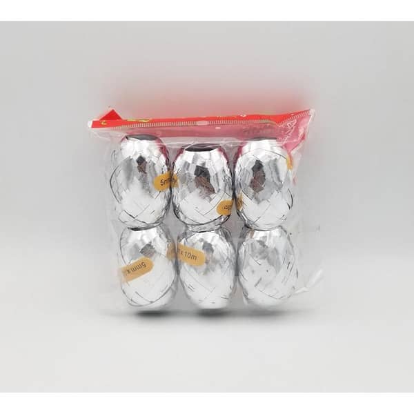 Pack of 6 Silver Ribbon Eggs for Balloon Decoration