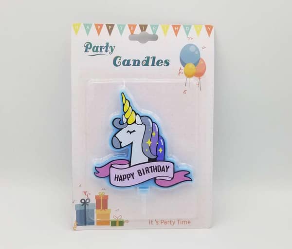 Blue Unicorn Theme Wax Candle for Cake Decoration - Perfect for Girls' Birthday Parties