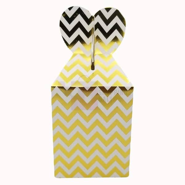 Pack of 10 Golden Zigzag Goody Boxes for Themed Decorations and Party Giveaways