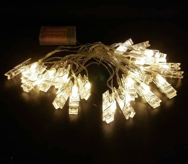 20 LED Fairy Light Clips for Polaroids - Battery Operated Room Decoration - 165 Inches Long