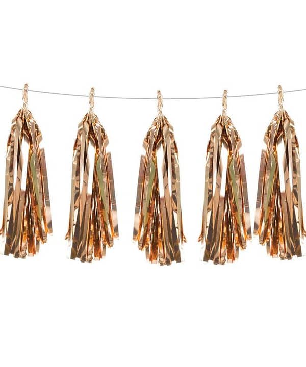 Pack of 5 Rose Gold Tassels with Ribbon for DIY Projects