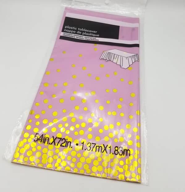 Pink and Gold Polka Dot Table Cover - 137 cm x 183 cm