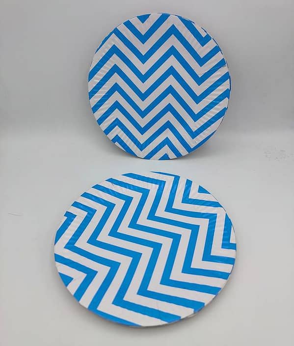 Pack of 10 Blue Zigzag Paper Plates - 7 Inch Tableware for Themed Parties