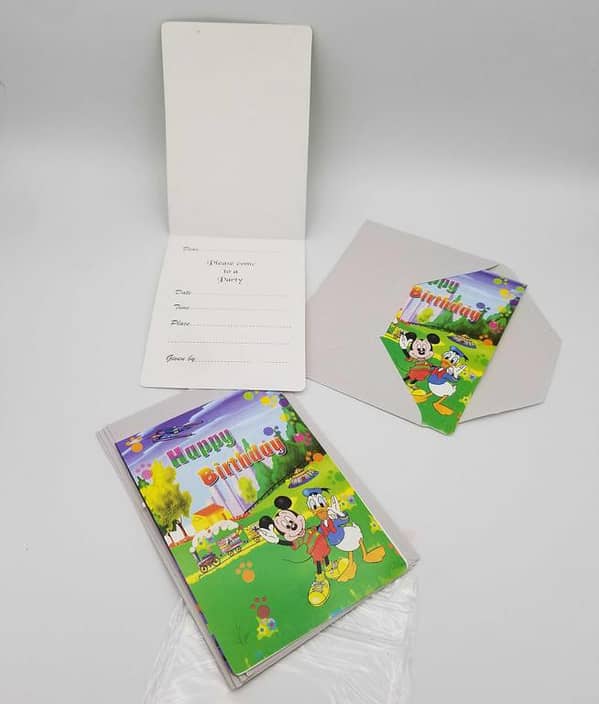 Mickey Mouse and Donald Duck Birthday Invitation Cards - Set of 5 with Envelopes