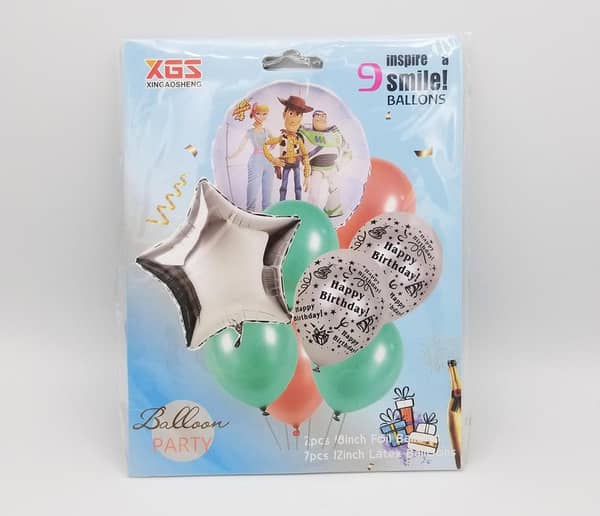 Pack of 9 Toy Story Theme Balloons Including 2 Foil and 7 Latex Balloons