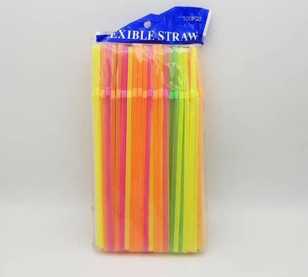 Pack of 100 Multicolor Plastic Straws for Parties