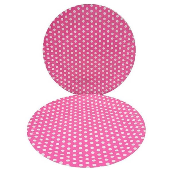 9 Inch Baby Pink Polka Dot Disposable Paper Plates - Unisex - Pack of 10