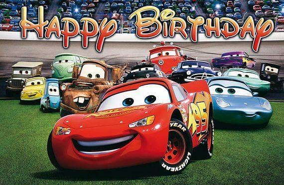 Cars Theme Birthday Banner - 36" x 24" Decoration with Corner Holes for Easy Hanging
