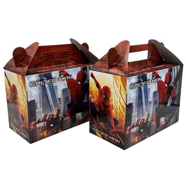 Pack of 10 Spiderman Theme Goody Boxes - Each Box Measures 6.5 x 7 x 3.5 Inches