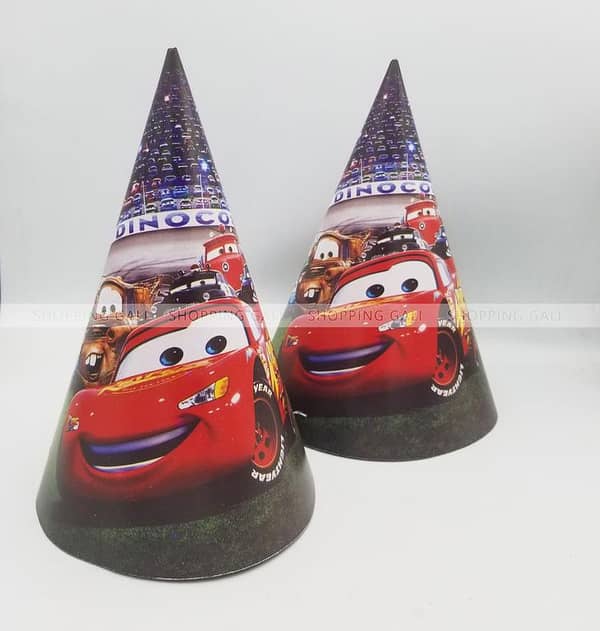 Pack of 10 Cars Theme Birthday Party Caps - Medium Size