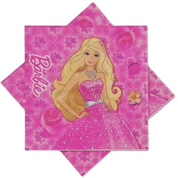 Pack of 10 Pink Barbie Napkins for Girls' Parties