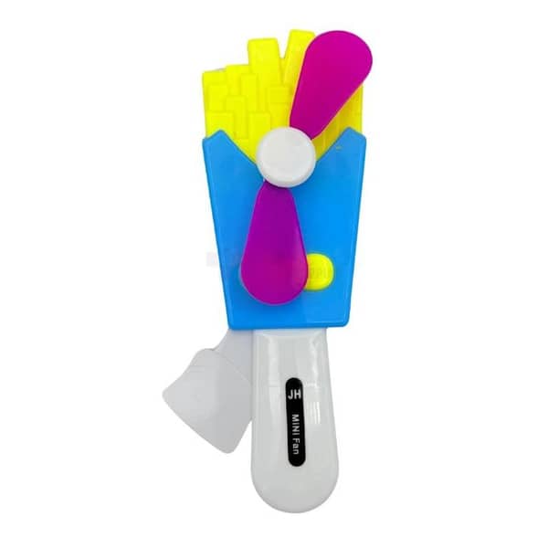 Mini Multicolor Manual Press Hand Fan - Toy for Kids - Single Pack