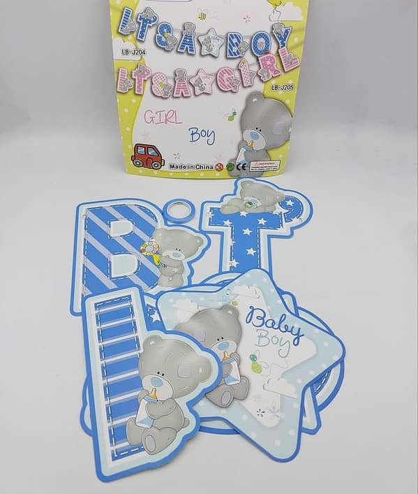 Welcome Baby Boy Banner with Ribbon - Its a Boy Party Decoration