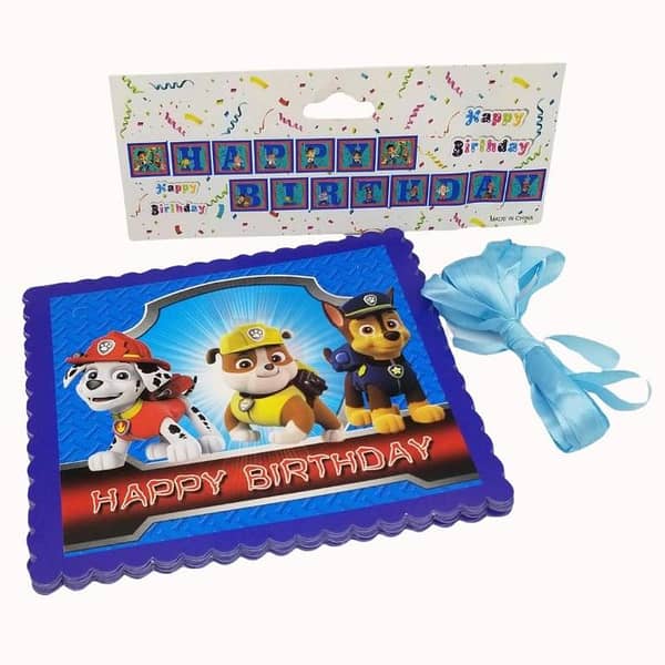 Paw Patrol Birthday Banner - Blue 15-Card Chain with Ribbon for Celebrating Special Days