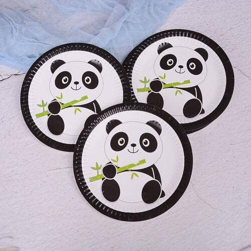 Pack of 10 Panda Theme 7-Inch Paper Plates
