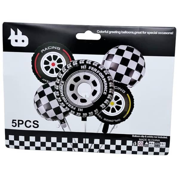 Set of 5 Racing Car Foil Balloons for Party Decorations