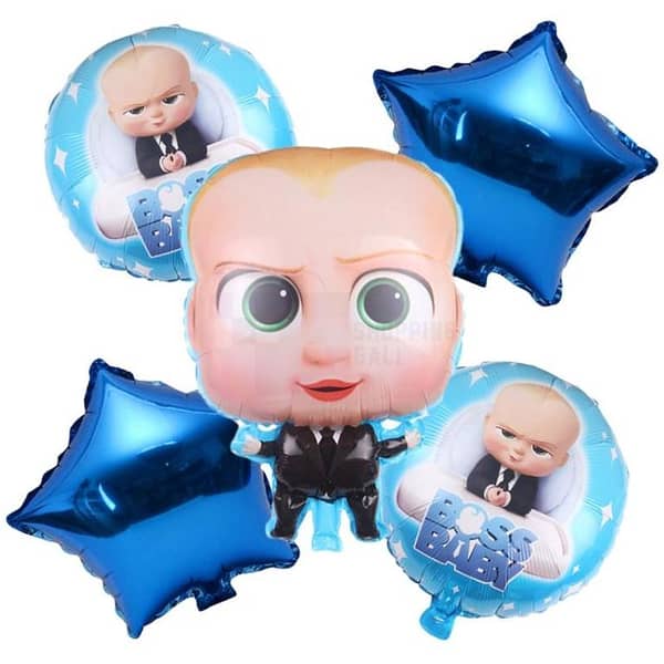 BOSS BABY Foil Balloon Set - 5 Pack of Themed Balloons with One Large and Four 18-Inch Balloons