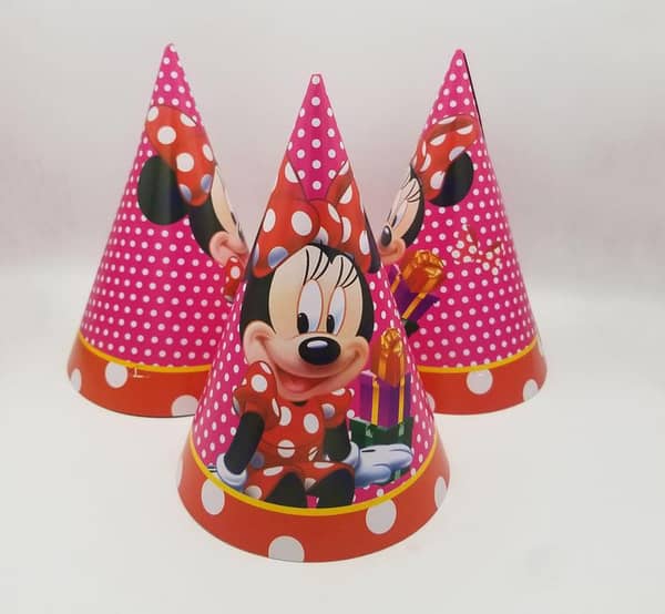 Pack of 10 Large Minnie Mouse Birthday Party Caps