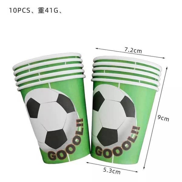 Pack of 10 Paper Cups for Football Theme Parties