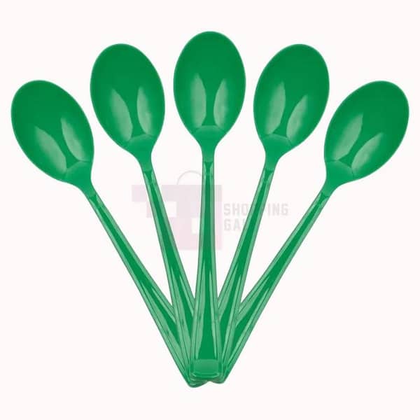 Pack of 20 Green Plastic Spoons for Themed Parties