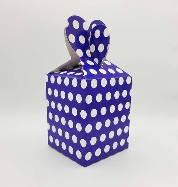 Pack of 10 Dark Blue Polka Dot Goody Boxes - 7 x 5 x 4 inch Size