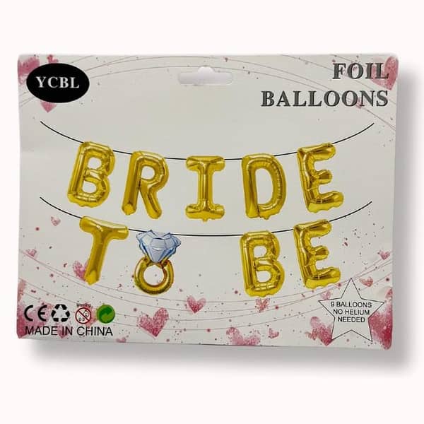 Bride to Be Foil Balloon Set with Ring Balloon and Ribbon for Bridal Shower Party Decorations