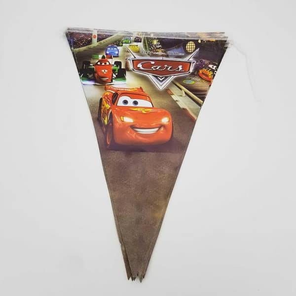 Cars Theme Bunting Flags Banner - Set of 10 Flags for Birthday Party Decorations