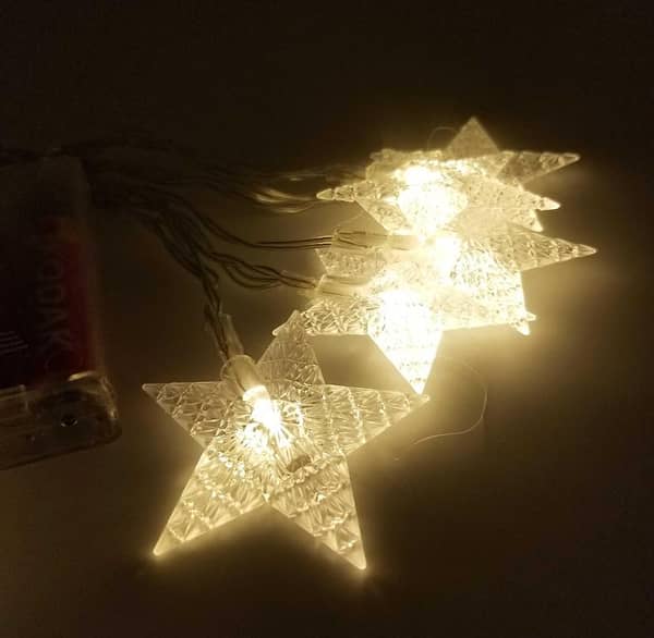 Golden Battery-Operated Fairy Lights with 20 Stars - 118 Inches Long