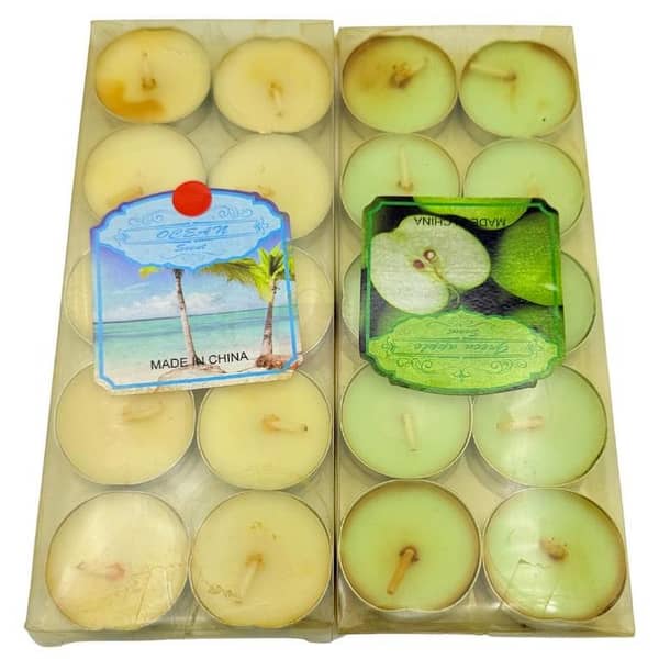 Pack of 20 Off White and Green Floating Tea Candles