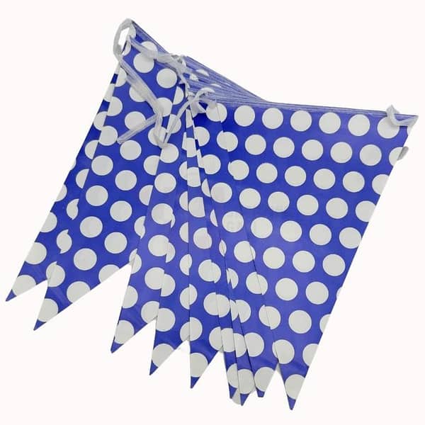 Pack of 10 Dark Blue Polka Dot Flags for Banners - Ideal for Themed Parties