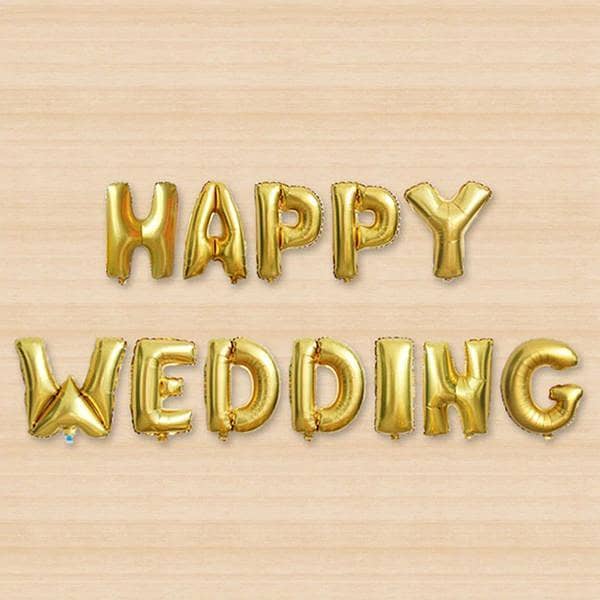 Gold Foil Balloons for Wedding - 16 Inch Alphabet Set