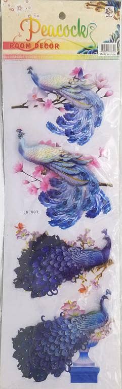 Pack of 4 Peacock Stickers - Original Design