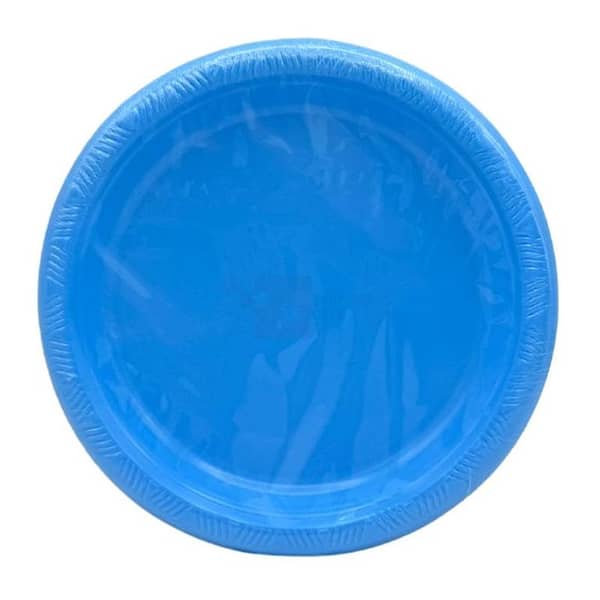 Pack of 10 Unisex Light Blue 7-Inch Disposable Plastic Plates
