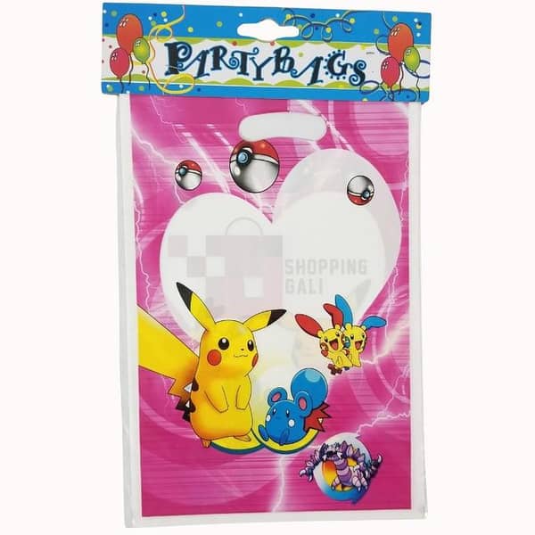Pack of 10 Pokemon Theme Goody Bags - 10 Inch x 6.5 Inch Plastic Bags for Gifts and Candies
