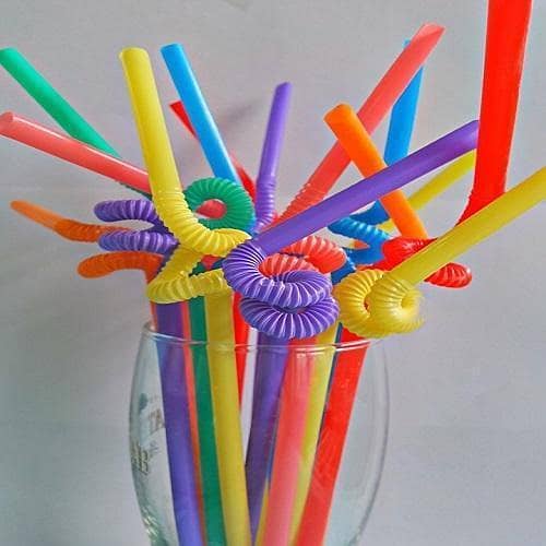 Pack of 50 Multi-Color Plastic Artistic Straws for Parties and Events