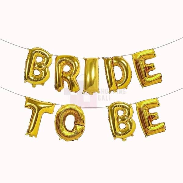 Golden Foil Balloons for Bride to Be - Set of 9 for Bridal Shower and Nikkah Decorations