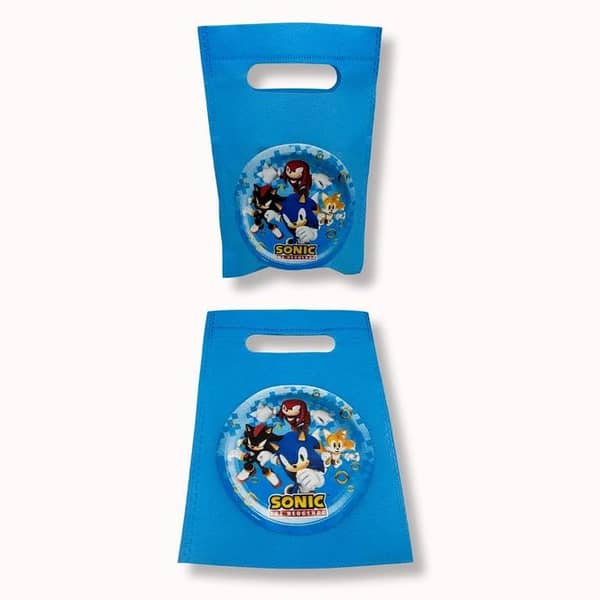 Sonic Theme Fabric Goody Bags - Set of 10 for Birthday Decorations