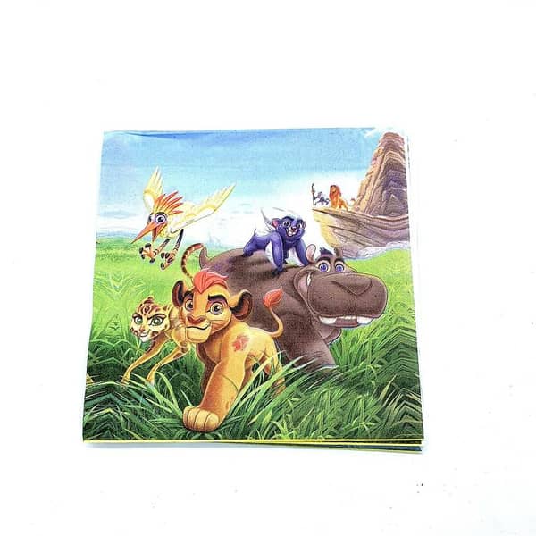 Pack of 10 Green Lion King Theme Napkins - Tissue Paper for Jungle Parties