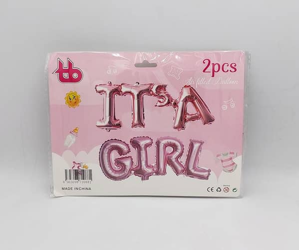 Pink Foil Balloon Set - It's a Girl Design (Pack of 2)